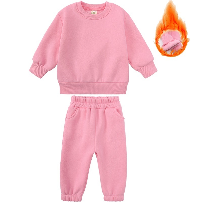 Clothing Sets 212 years old childrens clothing winter boys and girls fleece sweater suit hooded Plush sportswear 221125