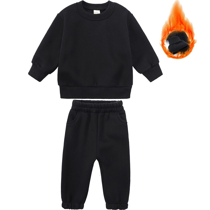 Clothing Sets 212 years old childrens clothing winter boys and girls fleece sweater suit hooded Plush sportswear 221125