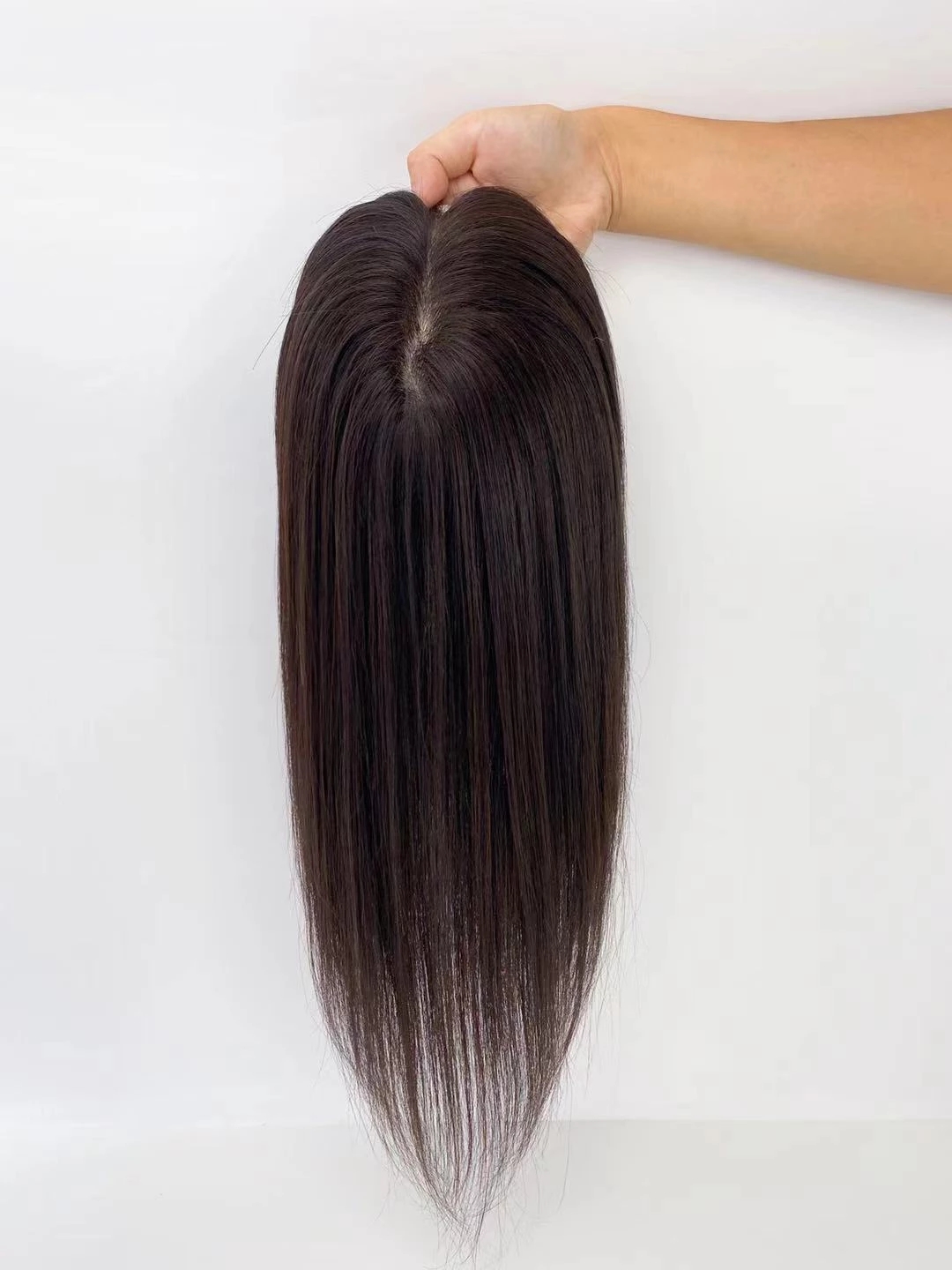 Silk Base Human Hair Topper With 4 Clips In Silk Top Virgin European Hair Toupee for Women Fine Hairpiece silky straight 12X13cm 15X16CM