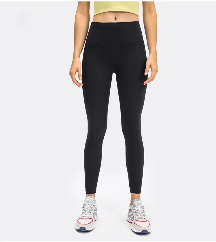 Naked Material Women yoga outfits pants L-85 Solid Color Sports Gym Wear Leggings High Waist Elastic Fitness Lady Overall Tights Workout 25"