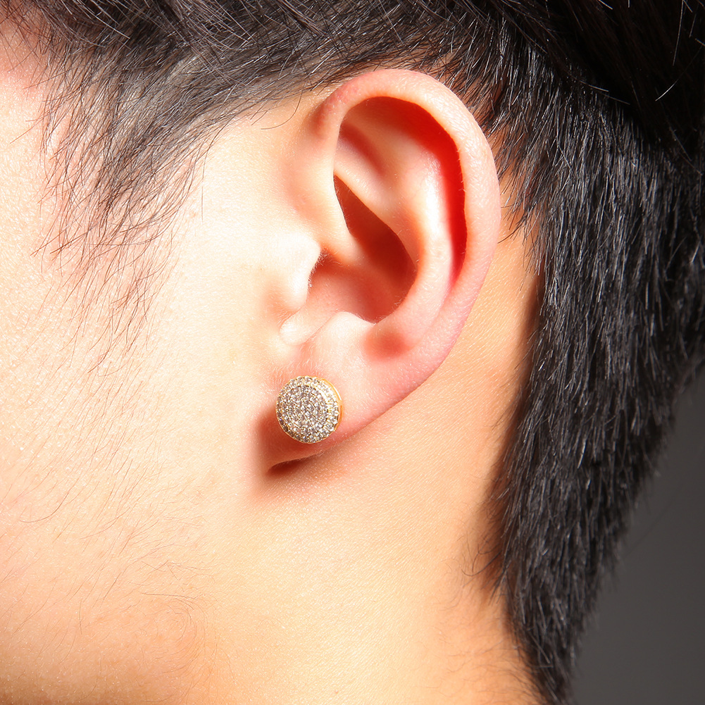 Double Layer Hip Hop Screwback Studs with AAA Zircons - 18k Gold Plated S925 Sterling Silver Earrings