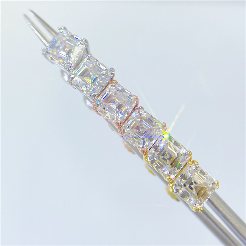 4mm-9mm S925 Sterling Silver Gold Plated Pass Test Square Moissanite Earrings Studs for Men Women Nice Gift