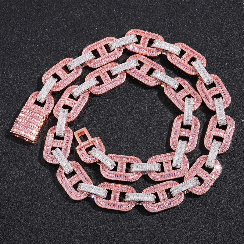 Men Women Fashion Jewelry 15mm 16-24inch Gold Plated Bling Coffee Bean Cuban Chain Necklace Bracelet Hip Hop Trendy