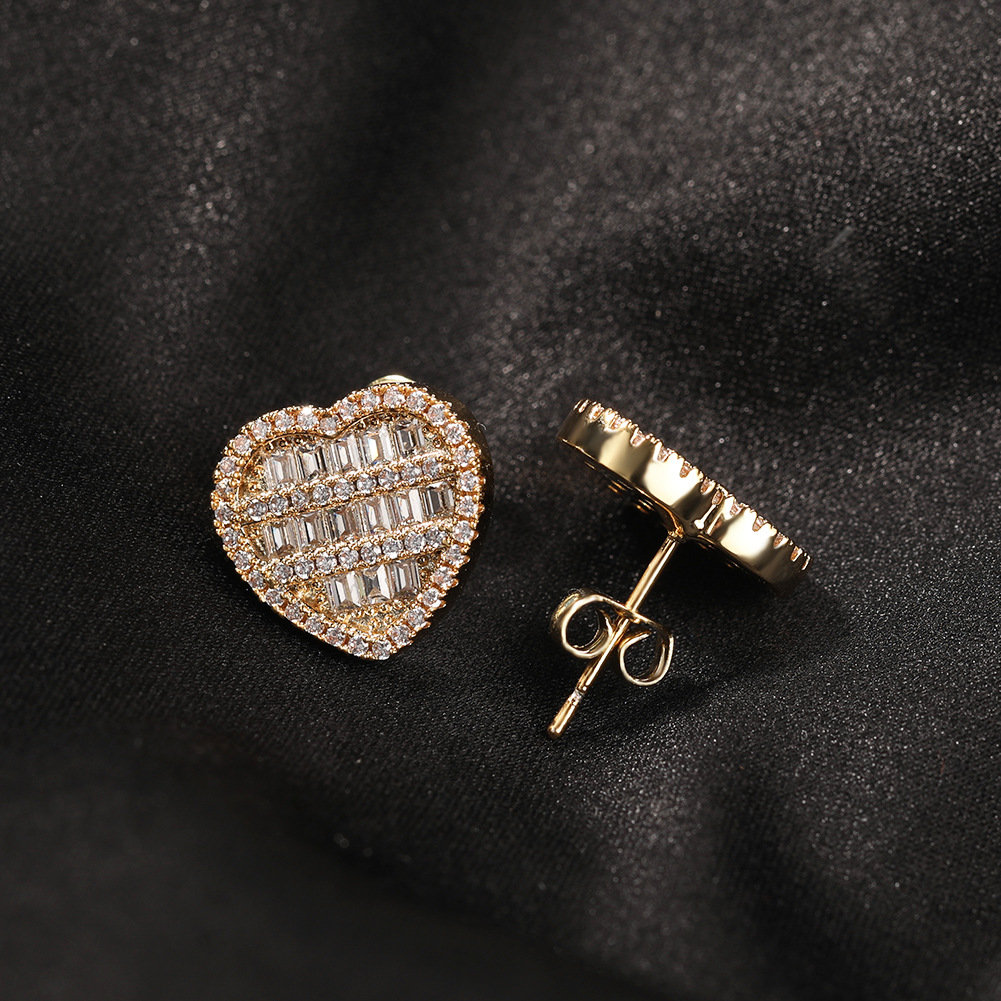 New Charm Heart Stud Earrings Jewelry 18K Real Gold Plated Prevent Allergies S925 Needle Jewelry