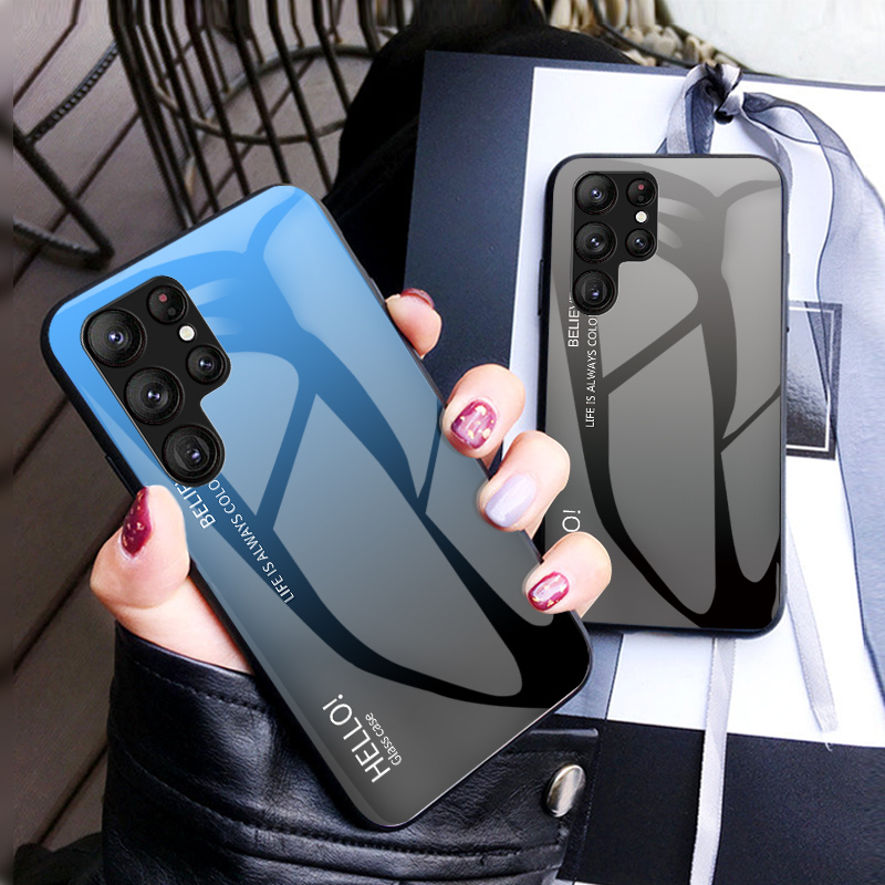 Slim Fit Gradient Color Tempered Glass Phone Cases For Samsung Galaxy S23 Ultra S22 Plus S21 S20 Note 20 Hard Back Phone Cover, White
Slim Fit Gradient Color Tempered Glass Phone Cases For Samsung Galaxy S23 Ultra S22 Plus S21 S20 Note 20 Hard Back Phone Cover, White