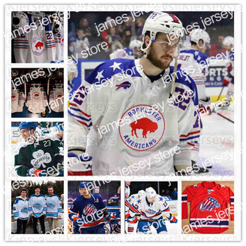 College Hockey Wears Custom Men Rochester Americans Jersey 77 peterka 22 quinn 72 Mcinnnis 81 Murray 25 Ruotsalaimen 26 jobst 7 Prow 11 Kevin Porter 45 Warren