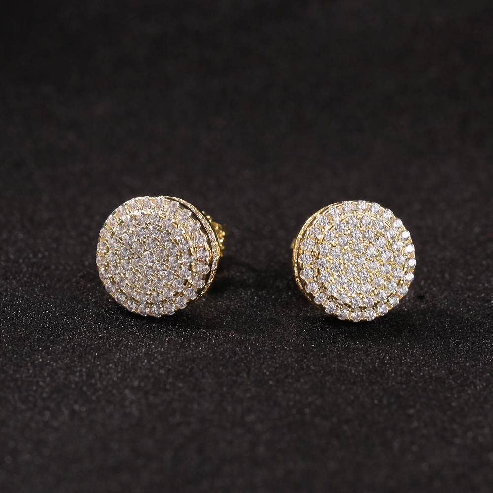 Double Layer Hip Hop Screwback Studs with AAA Zircons - 18k Gold Plated S925 Sterling Silver Earrings