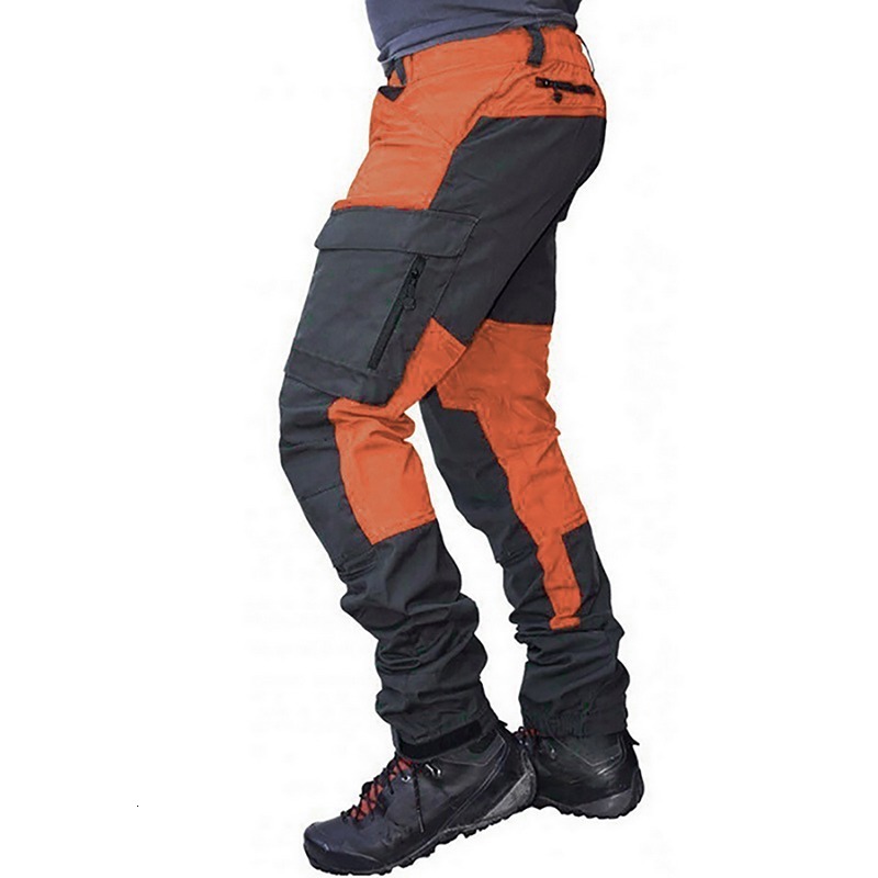 Men's Pants Casual Fashion Color Block Multi Pockets Sports Long Cargo Work Trousers for 221124