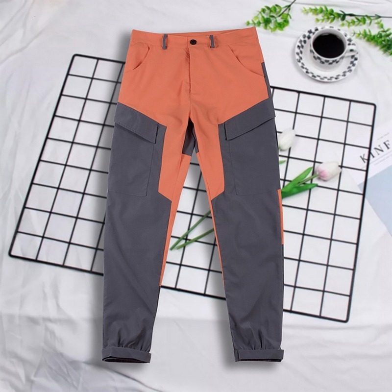 Men's Pants Casual Fashion Color Block Multi Pockets Sports Long Cargo Work Trousers for 221124