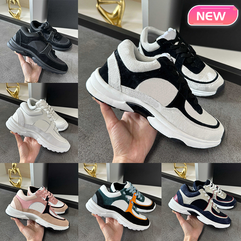 2023 Designer casual shoes Genuine Leather party velvet calfskin mixed fiber triple black white mens Sneaker luxury men women outdoor sneakers trainers US 4.5-11.5
