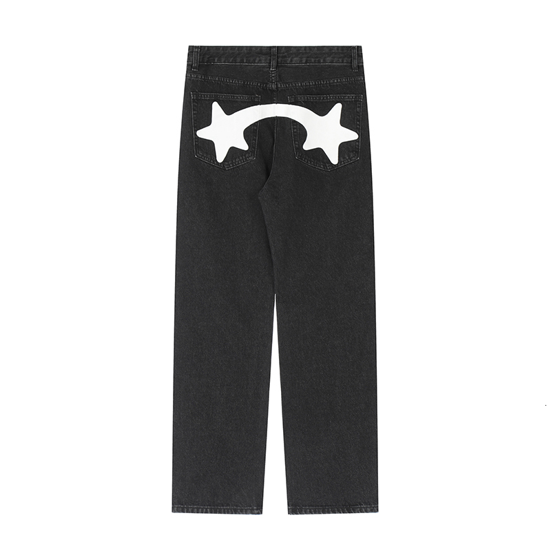 Men's Jeans Hip Hop Stars Print Patchwork Streetwear Loose for Men and Women Straight Pockets Retro Casual Baggy Denim Trousers 221124