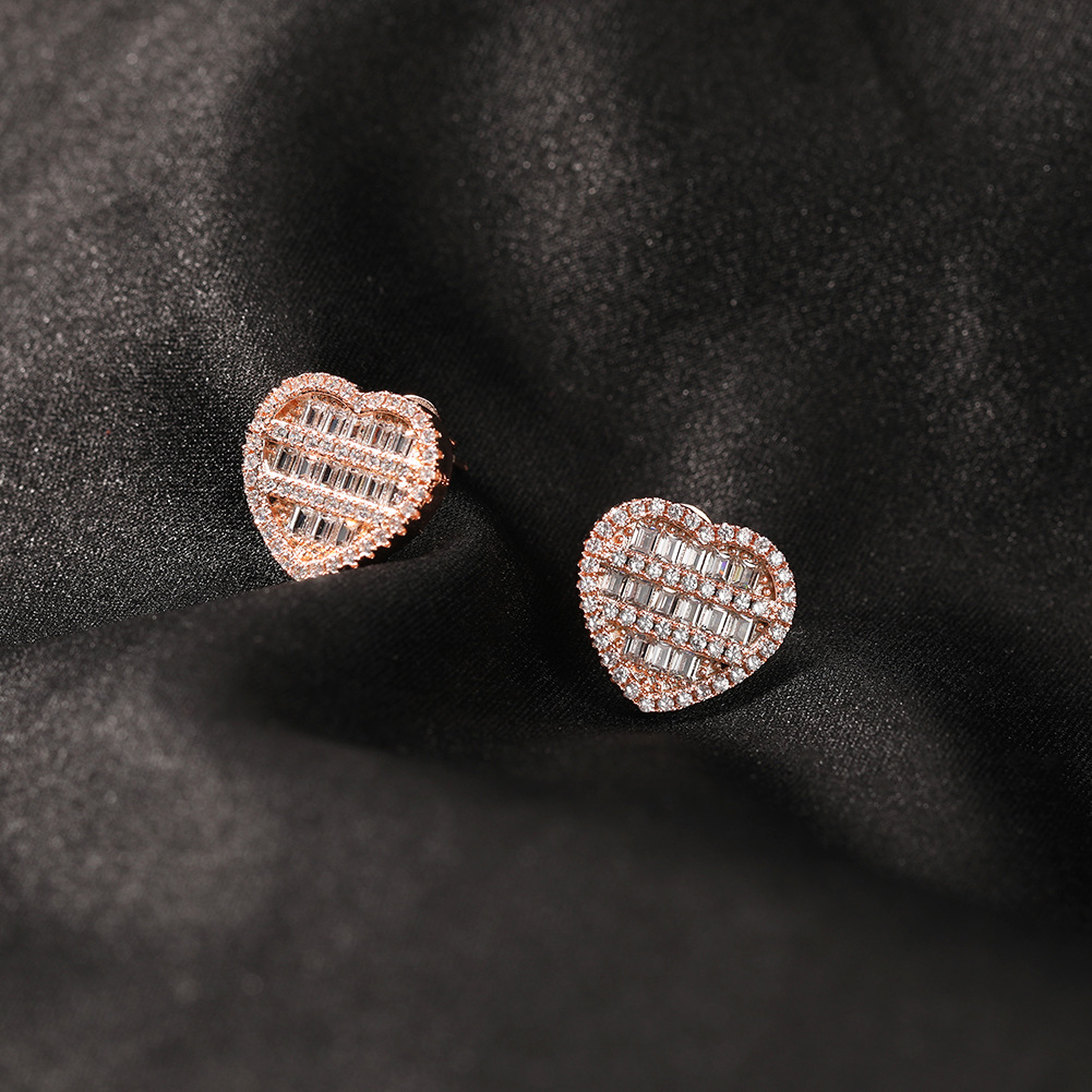 New Charm Heart Stud Earrings Jewelry 18K Real Gold Plated Prevent Allergies S925 Needle Jewelry