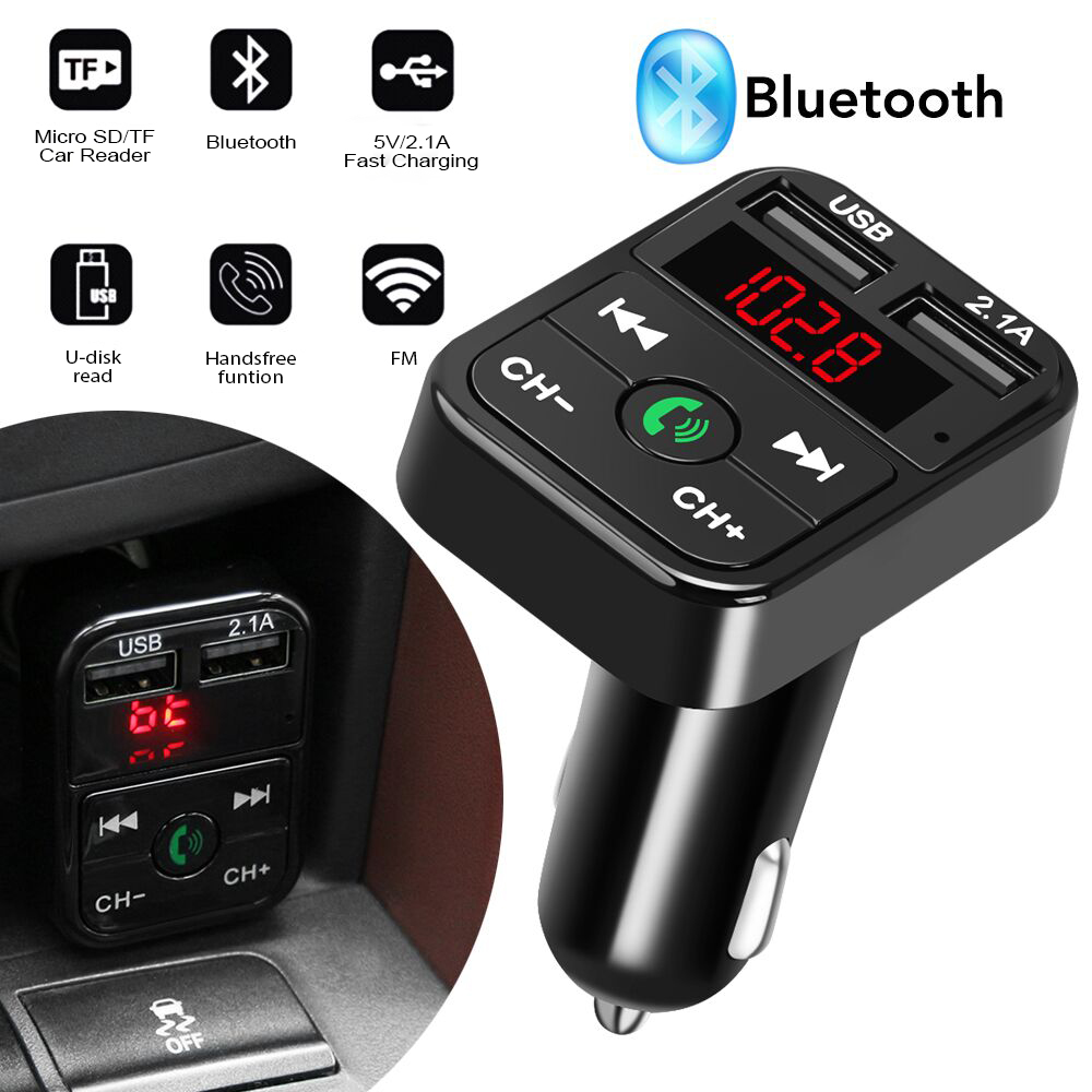 Car mp3 Handsfree Wireless Bluetooth Car Kit FM Transmitter TF Card LCD MP3 Player Dual USB 2.1A Car Charger Phone Charger