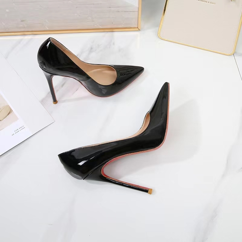 

Hot. Designer High Heels Women's Pumps Dress Shoes Red Brand Bottoms 8cm 10cm 12cm Stiletto Heel Sexy Pointed Toe Patent Leather Wedding Bride Shoes With Box, With box + red dust bag