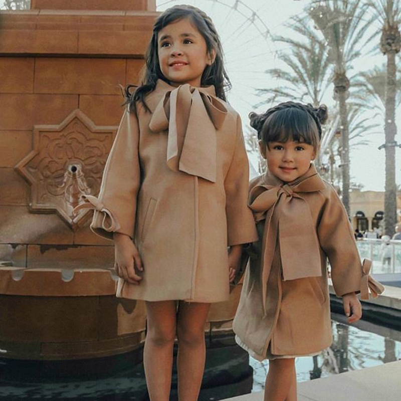 Coat Baby Girls Winter Autumn Woolen Jacket Infant Christmas Children Windbreaker WIth Big Bownot Clothing Toddler Kids Clothes 221125