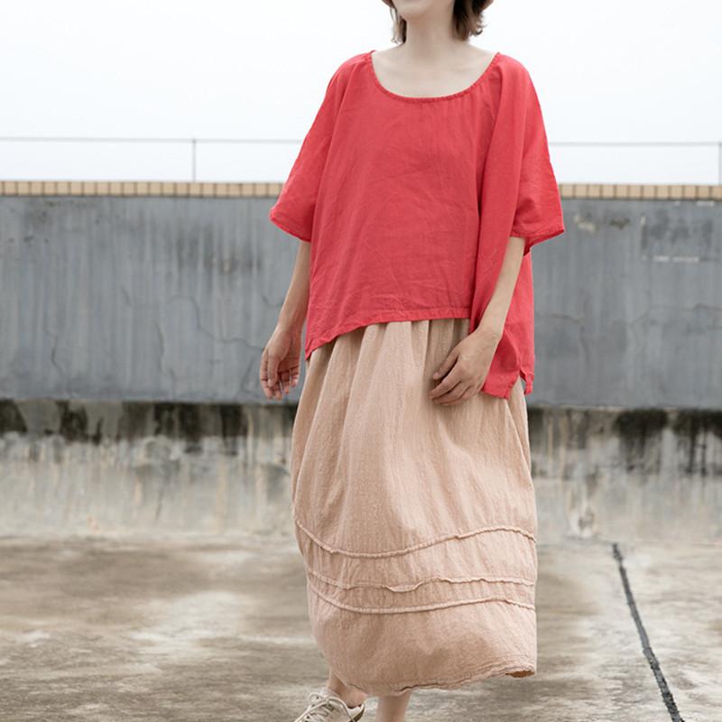 Women's Blouses & Shirts Solid Vintage Casual Blouse Women Summer Linen O Neck Collar Batwing Sleeve Tops And Shirt Femme Loose Blusas Mujer, Red
Women's Blouses & Shirts Solid Vintage Casual Blouse Women Summer Linen O Neck Collar Batwing Sleeve Tops And Shirt Femme Loose Blusas Mujer, Red
