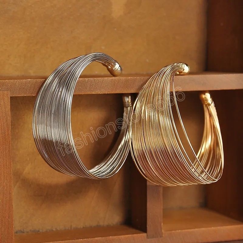 Simple Wire Mesh Open Wide Cuff Bracelet Ins Multilayer Metal Fashion Net Bracelet Women's Jewelry Charm Bracelets