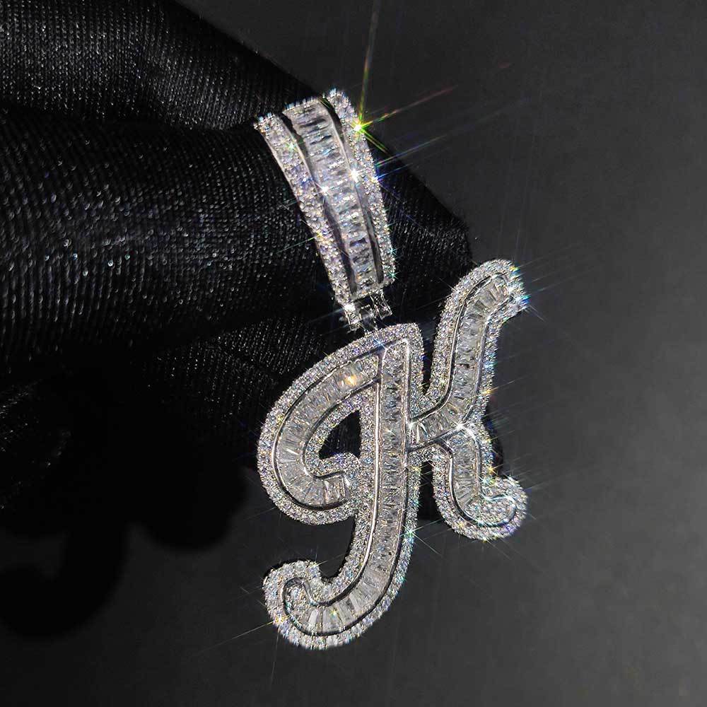 Custom A-Z Letters Name Pendant Necklace TopBling T Cubic Zircon Hip Hop Real Gold Plated Jewelry