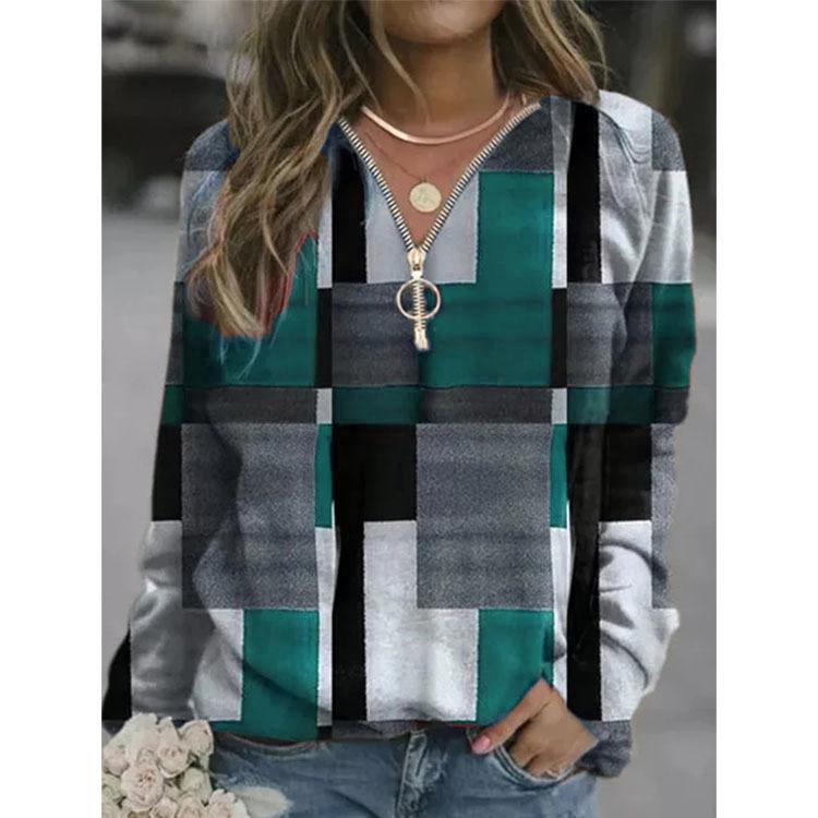 Women's T Shirts 2022 Fall/winter Style Jacket Ladies Plaid Sweater V-neck Zipper Long-sleeved Casual Pullover, Blue
Women's T Shirts 2022 Fall/winter Style Jacket Ladies Plaid Sweater V-neck Zipper Long-sleeved Casual Pullover, Blue