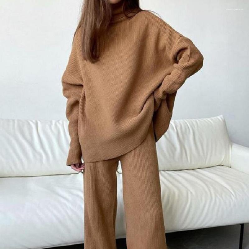 Women' Two Piece Pants 2022 Women' Knitted Suit Turtleneck Loose Sweater Wide Leg Office Lady 2 Pieces Sets Autumn Winter, Black
Women' Two Piece Pants 2022 Women' Knitted Suit Turtleneck Loose Sweater Wide Leg Office Lady 2 Pieces Sets Autumn Winter, Black
