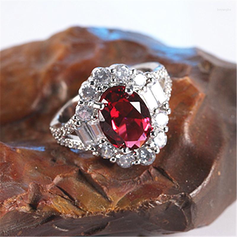 Wedding Rings 925 Sterling Silver Plated Red Zircon Stone 4-claw Finger For Women Anniversary Jewelry Gift
Wedding Rings 925 Sterling Silver Plated Red Zircon Stone 4-claw Finger For Women Anniversary Jewelry Gift