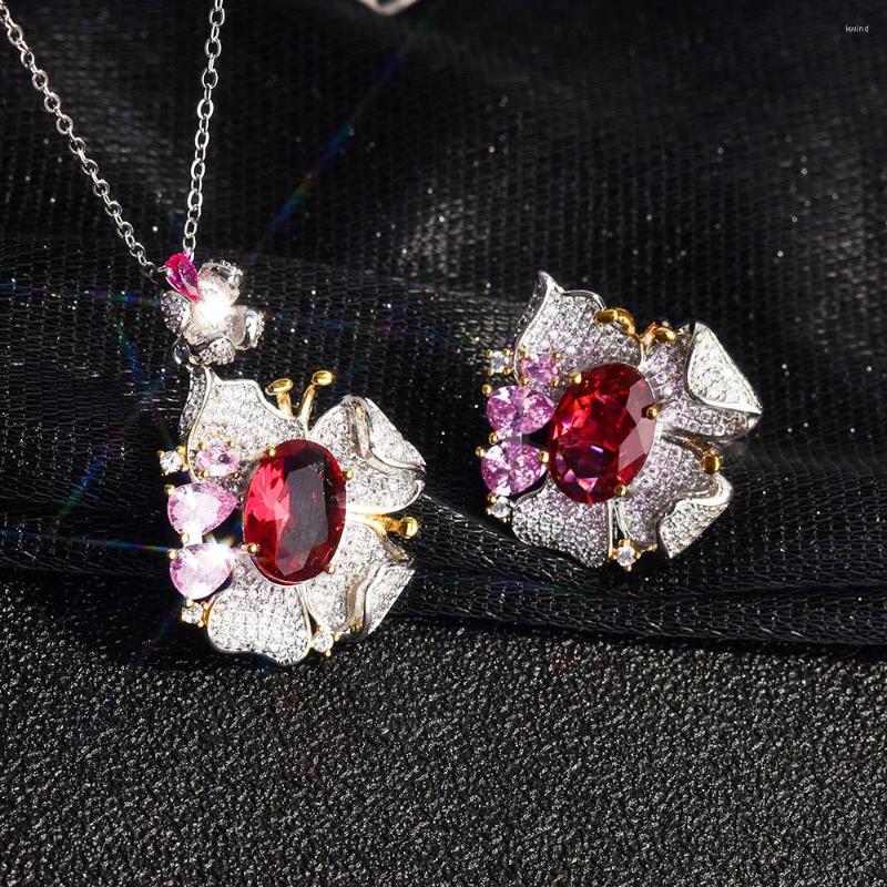 Necklace Earrings Set Foydjew Luxury Red Simulation Gemstone Micro-inlaid Zircon Butterfly Open Rings For Women, Picture shown
Necklace Earrings Set Foydjew Luxury Red Simulation Gemstone Micro-inlaid Zircon Butterfly Open Rings For Women, Picture shown