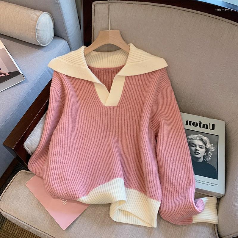 Women' Sweaters Turn-Down Collar Sweater For Women Autumn Spring Casual Contrast Knitted Pullover Female Chic Loose Tops, Black
Women' Sweaters Turn-Down Collar Sweater For Women Autumn Spring Casual Contrast Knitted Pullover Female Chic Loose Tops, Black