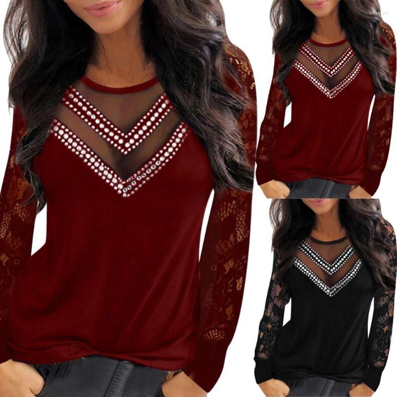 Women's Blouses Fashion Lace Mesh Diamonds Blouse Women Shirt O Neck See-through Spring Long Sleeve Blusas Pullover For Daily Wear, Red
Women's Blouses Fashion Lace Mesh Diamonds Blouse Women Shirt O Neck See-through Spring Long Sleeve Blusas Pullover For Daily Wear, Red