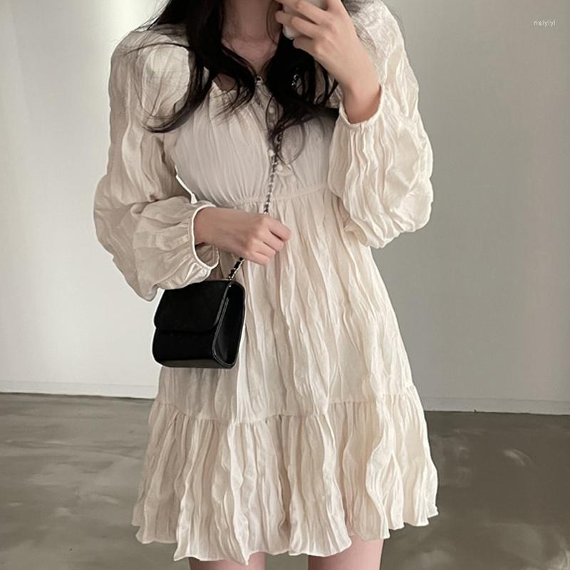 Casual Dresses Temperament Waist Slim Pleated Long Sleeve Square Dress Women Short Robe Vintage Ruffle Mermaid Fall Vestidos, Beige
Casual Dresses Temperament Waist Slim Pleated Long Sleeve Square Dress Women Short Robe Vintage Ruffle Mermaid Fall Vestidos, Beige