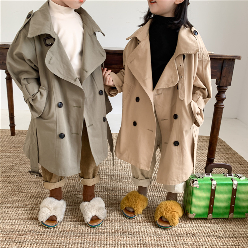 Tench coats Spring Fall Kids Fashion Trench Coat 27 Years Boys and girls Big Turndown Collar Long Windbreaker Children Outerwear 221125