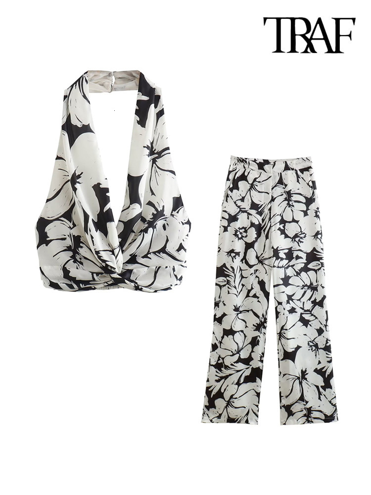Women s Two Piece Pants TRAF Women Fashion Tropical Print Halterneck Crop Tank Tops And High Waist Zipper Fly Trousers Female Sets Mujer 221125, As picture
Women s Two Piece Pants TRAF Women Fashion Tropical Print Halterneck Crop Tank Tops And High Waist Zipper Fly Trousers Female Sets Mujer 221125, As picture