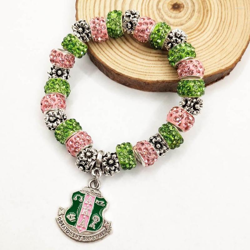 Strand Hand Made Greek Sorority Elastic Line Pink Green Disco Ball Shield Letter Charm Pendant Bracelet Women Jewelry
Strand Hand Made Greek Sorority Elastic Line Pink Green Disco Ball Shield Letter Charm Pendant Bracelet Women Jewelry