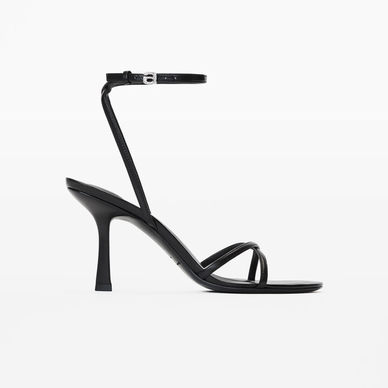 Dress Shoes dahlia 85mm Black lace-up high-heeled sandals with rhinestone crystal logo lettering on the ankle LACES made of suede, 1#9.5cm
Dress Shoes dahlia 85mm Black lace-up high-heeled sandals with rhinestone crystal logo lettering on the ankle LACES made of suede, 1#9.5cm