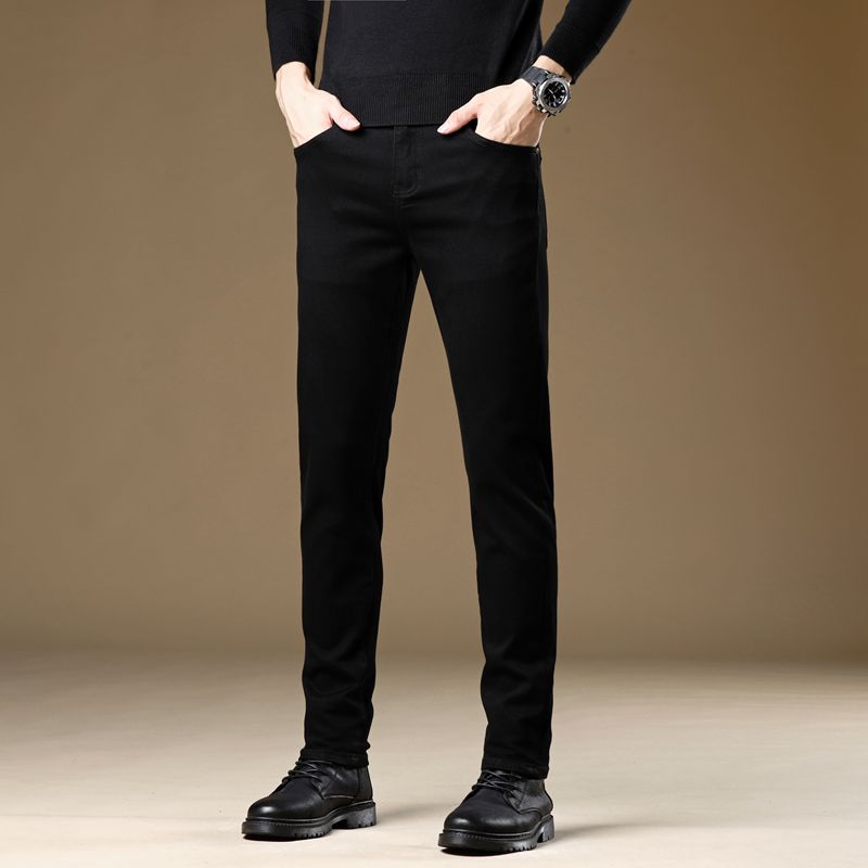New JEANS Pants pant Men's trousers Stretch FLEECE thickening winter DDicon Embroidered close-fitting jeans cotton slacks washed straight busines