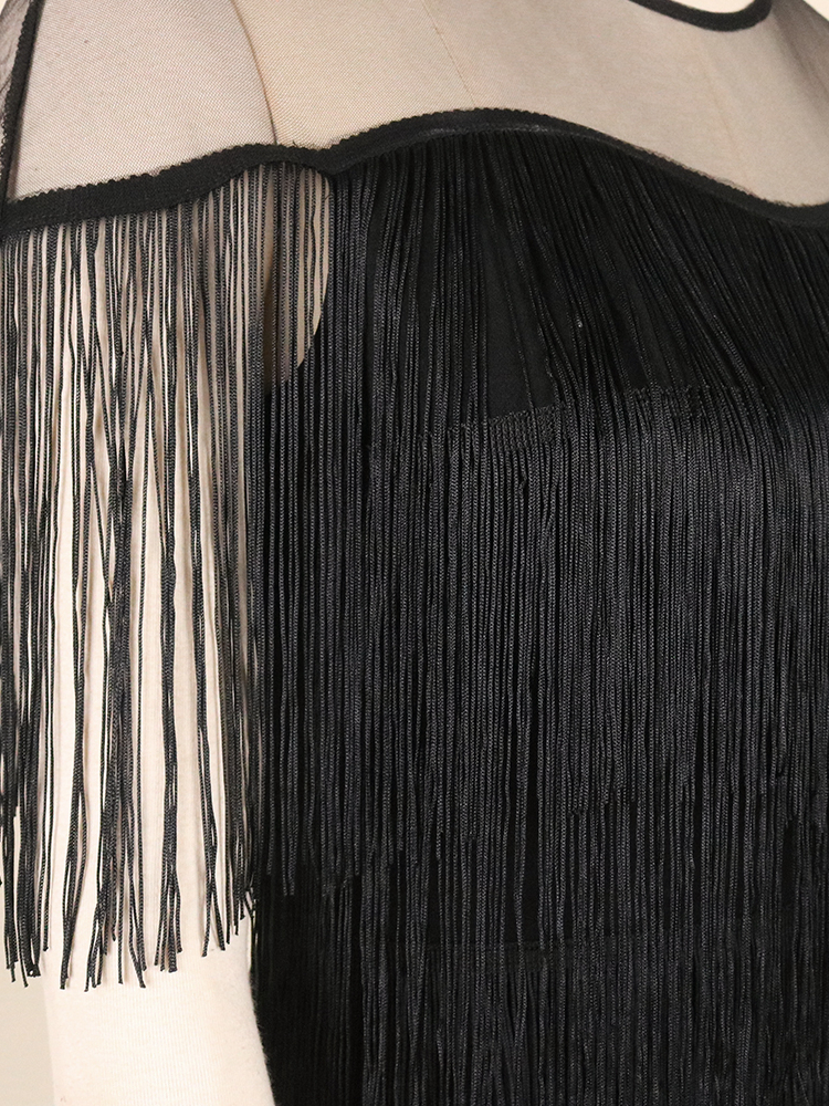 Party Dresses Women Fringe Elegant Net Shoulder Sleeveless Large Size Long Dress for Birthday Dinner Event Wedding Guest 221128