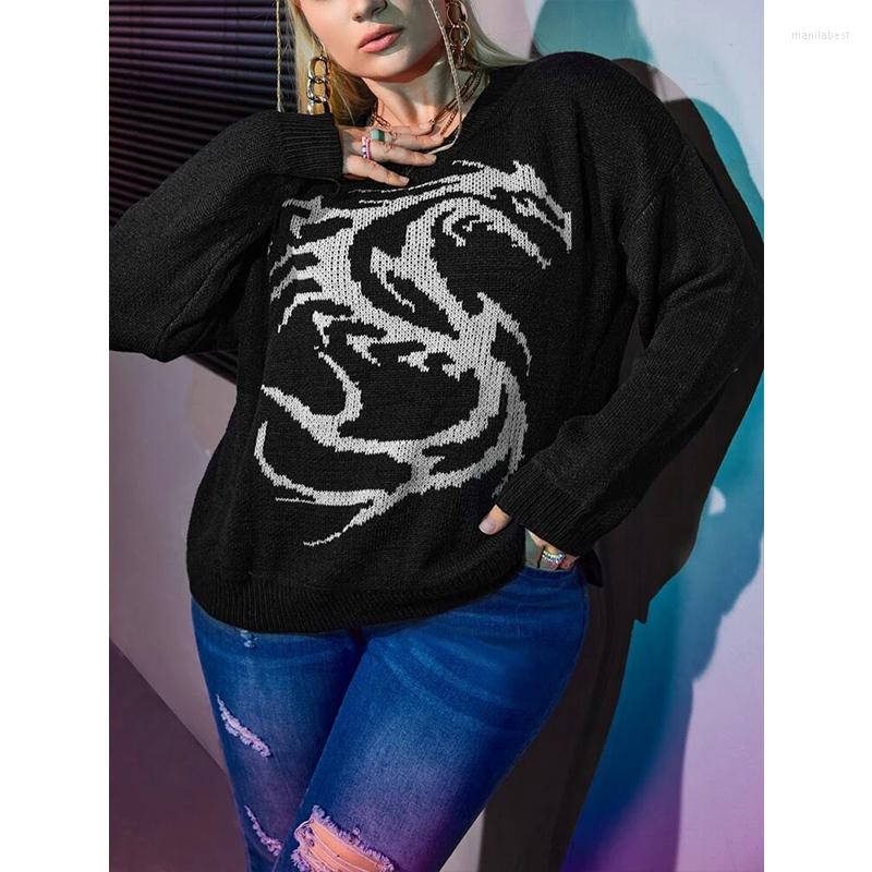 Women's Sweaters Dragon Print Women Sweater Punk Gothic Streetwear Harajuku Casual Hip Hop Vintage Tops Pullover Knit Clothes Winter Club, Black
Women's Sweaters Dragon Print Women Sweater Punk Gothic Streetwear Harajuku Casual Hip Hop Vintage Tops Pullover Knit Clothes Winter Club, Black