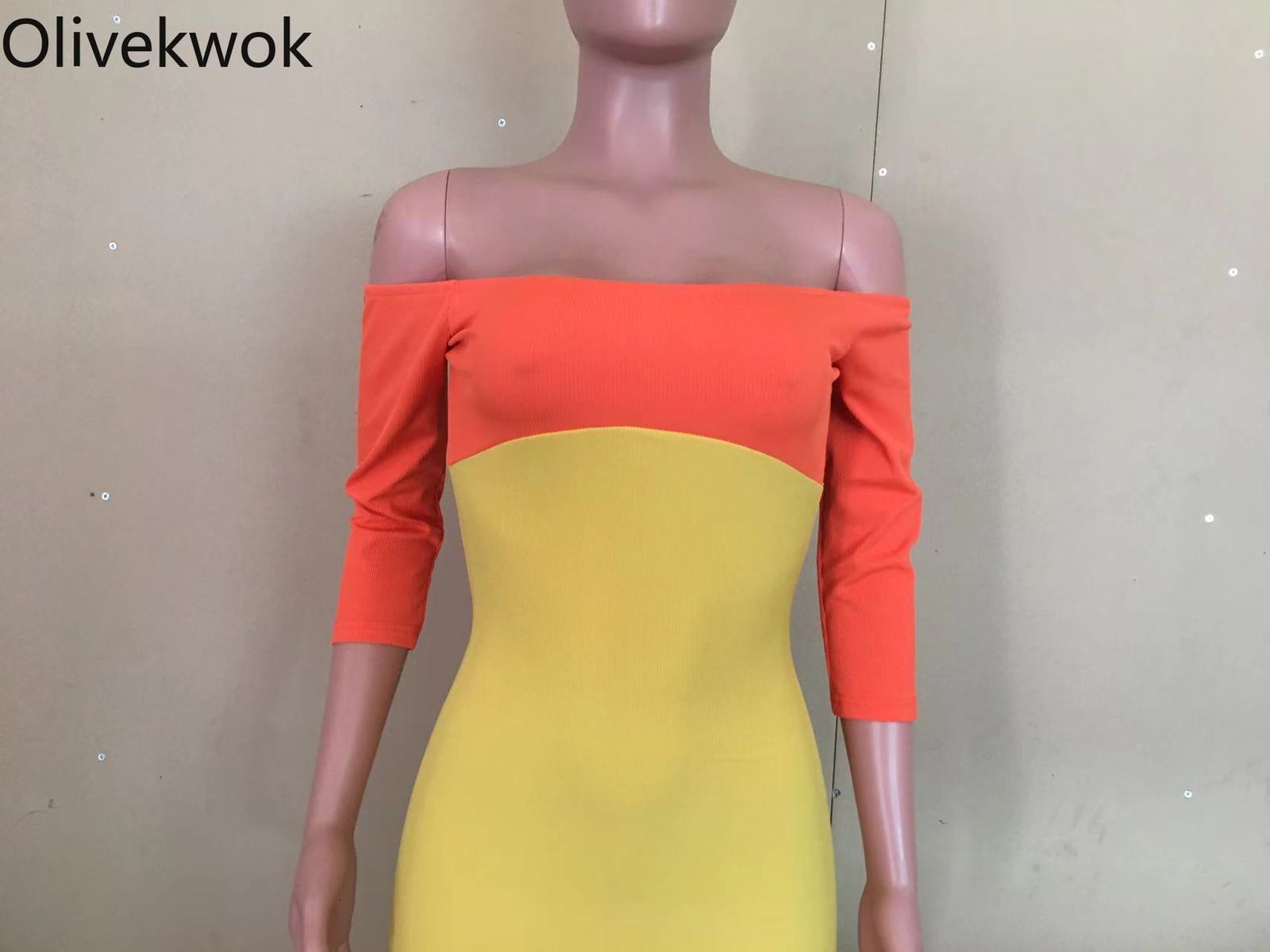 Casual Dresses Olivekwok Ribbed Contrast Color Women Dress Patchwork Fashion Solid Maxi Dresses for Female Sexy Backless Slash Neck Night Club 221126