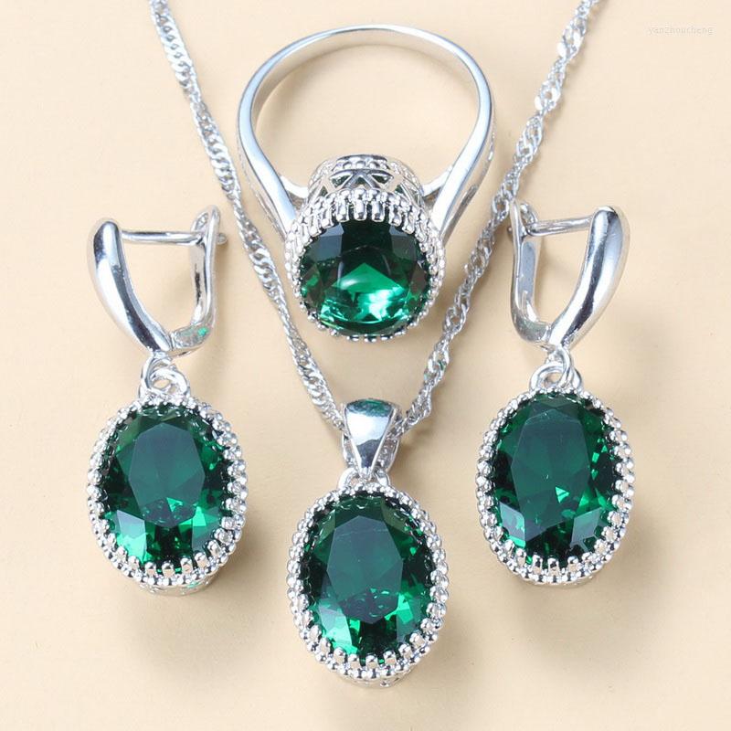 Necklace Earrings Set Wholesale Price 8-Colors Silver Color Women Bridal Green Stone CZ Dangle/Earrings/Necklace And Ring Sets, Picture shown
Necklace Earrings Set Wholesale Price 8-Colors Silver Color Women Bridal Green Stone CZ Dangle/Earrings/Necklace And Ring Sets, Picture shown