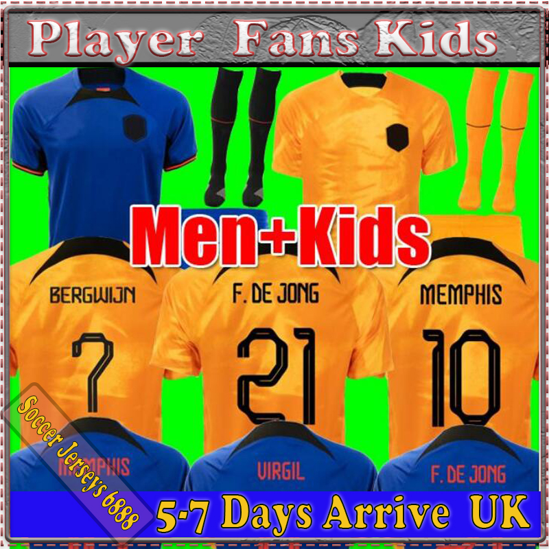 2022 Netherlands MEMPHIS soccer jerseys DE JONG Holland DE LIGT WIJNALDUM KLAASSEN DUMFRIES 22 23 football shirt BERGWIJN VIRGIL Adult Men Kids kit uniform, 22/23 players version away