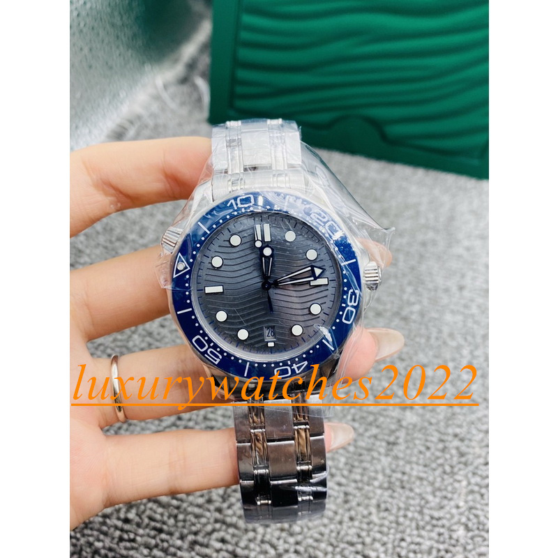 Luxury Watch 42mm Blue ceramic bezel gray wavy texture surface Automatic Mechanical Stainless steel Men's swiming Watches Spectre Sports wristwatch
Luxury Watch 42mm Blue ceramic bezel gray wavy texture surface Automatic Mechanical Stainless steel Men's swiming Watches Spectre Sports wristwatch