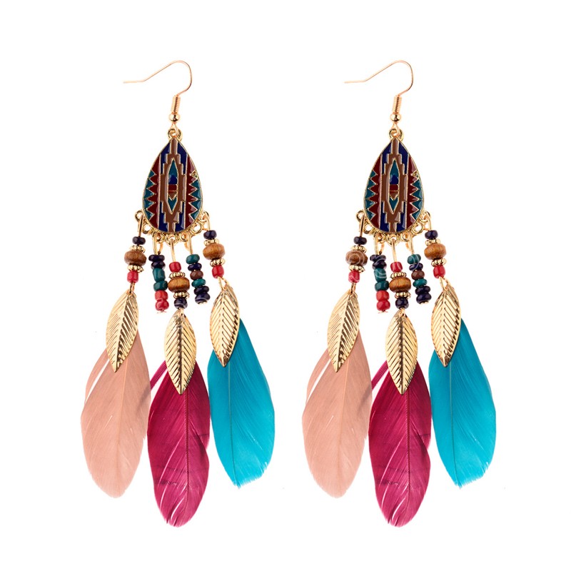 Bohemia Colorful Feather Tassel Earrings Vintage Jewelry Brincos Bijoux Fashion Charm Beads Leaf Dangle Earrings Female
Bohemia Colorful Feather Tassel Earrings Vintage Jewelry Brincos Bijoux Fashion Charm Beads Leaf Dangle Earrings Female