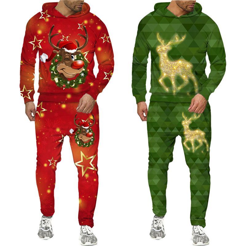 Men's Tracksuits Year's Clothes Men/Women Funny Santa Claus 3D Printed Tracksuit Set Fashion Couple Outfits Christmas Party Hoodie/Pants/Sui