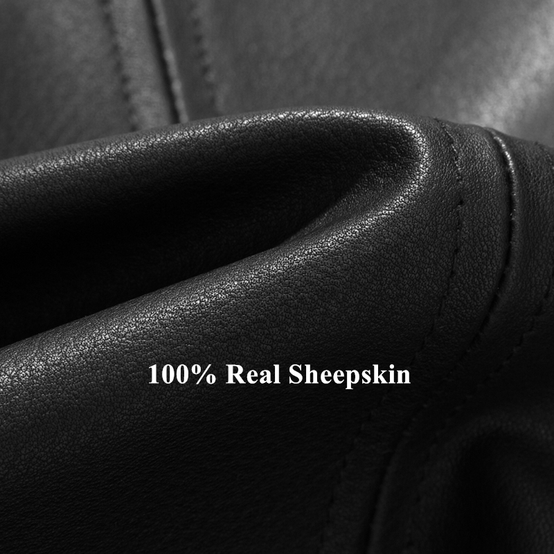 Men's Leather Faux GOURS Winter Real Jacket for Men Fashion Black Genuine Sheepskin Jackets and Coats Warm 4XL GSJF1916 221124