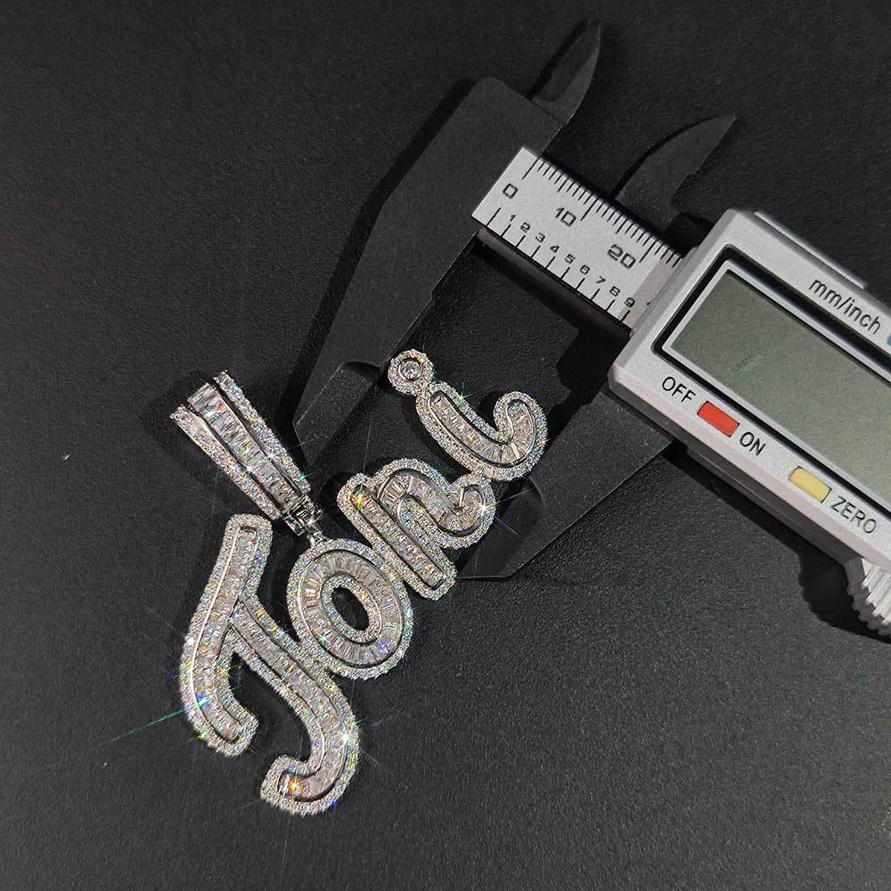 Custom A-Z Letters Name Pendant Necklace TopBg T Cubic Moissanite Hip Hop Real Gold Plated Jewelry