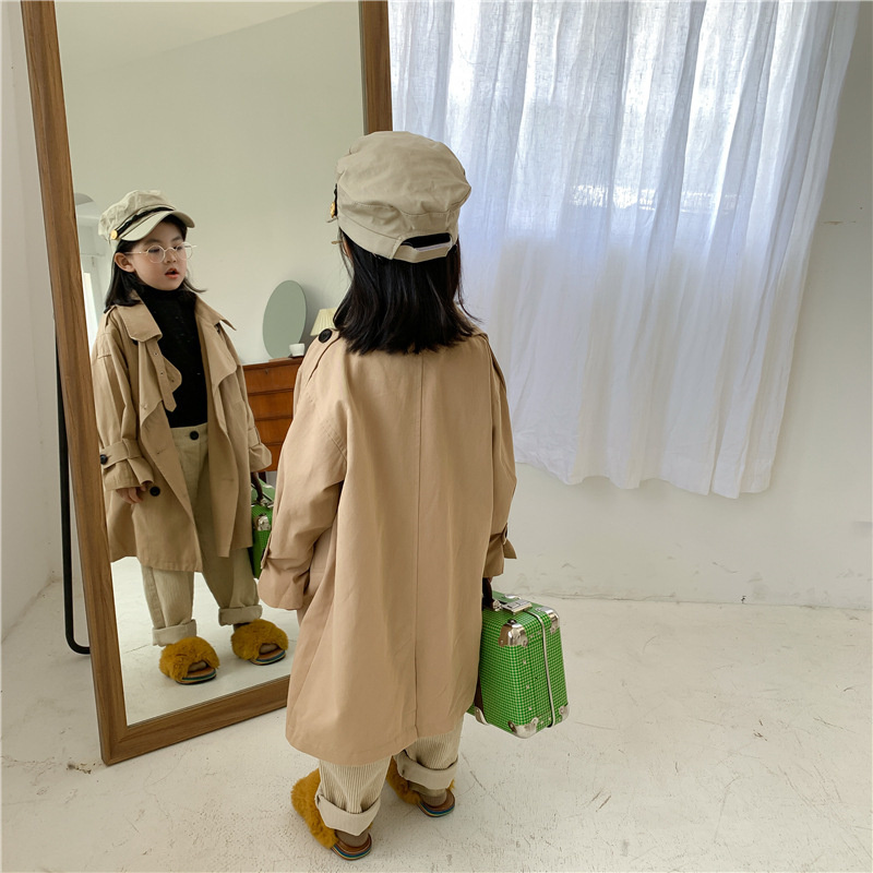 Tench coats Spring Fall Kids Fashion Trench Coat 27 Years Boys and girls Big Turndown Collar Long Windbreaker Children Outerwear 221125