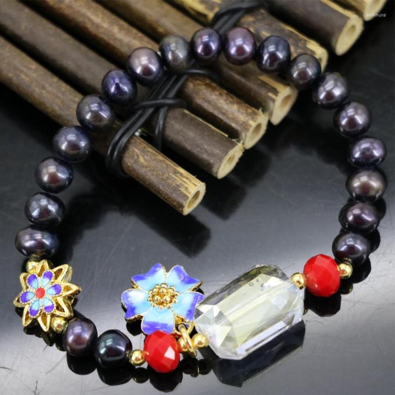 Strand High Grade Black Natural 7-8mm Pearl Beads Charms Bracelets For Women Cloisonne Fashion Elegant Jewelry 7.5inch B2968
Strand High Grade Black Natural 7-8mm Pearl Beads Charms Bracelets For Women Cloisonne Fashion Elegant Jewelry 7.5inch B2968