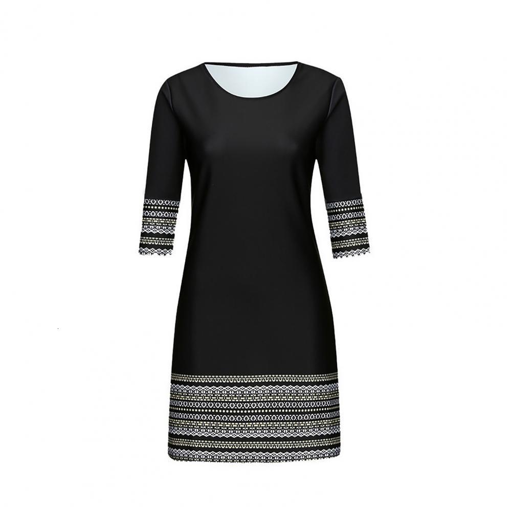 Casual Dresses Black Comfortable O Neck Woman Dress Polyester Fiber Woman Dress Round Neck for Summer 221126
