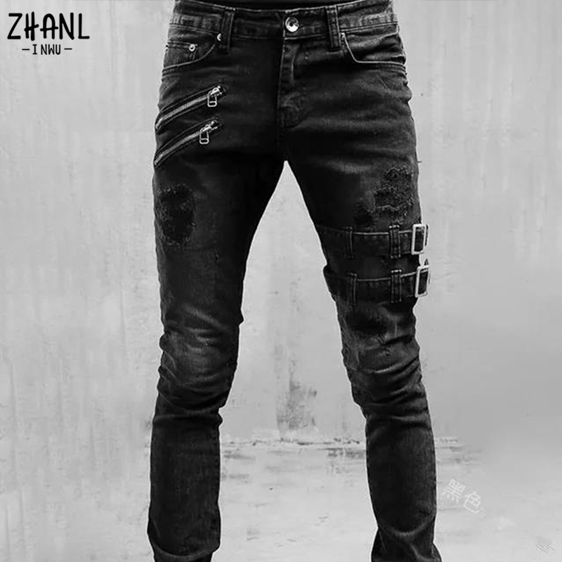 Men's Jeans Plus Size Straight Man Pants Spring Summer Boyfriend Streetwear Skinny Zips 3 Colors Cacual Long Denim Trousers 221128