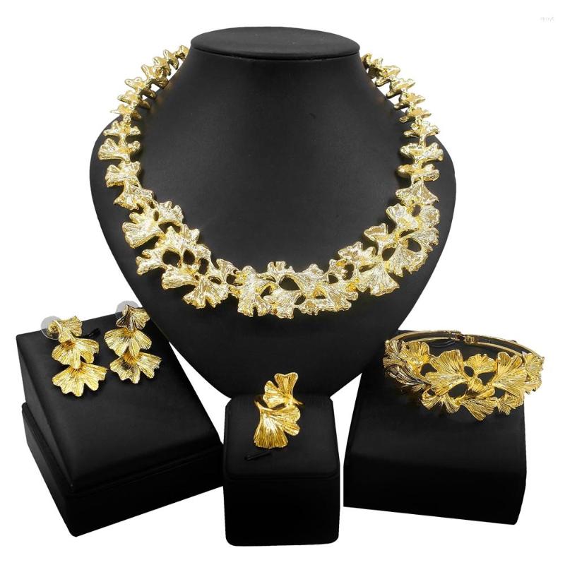 Necklace Earrings Set Yulaili Dubai Gold Flowers Drop Charm Bracelet Ring Women Trendy Arrivals Party Jewelery, Picture shown
Necklace Earrings Set Yulaili Dubai Gold Flowers Drop Charm Bracelet Ring Women Trendy Arrivals Party Jewelery, Picture shown