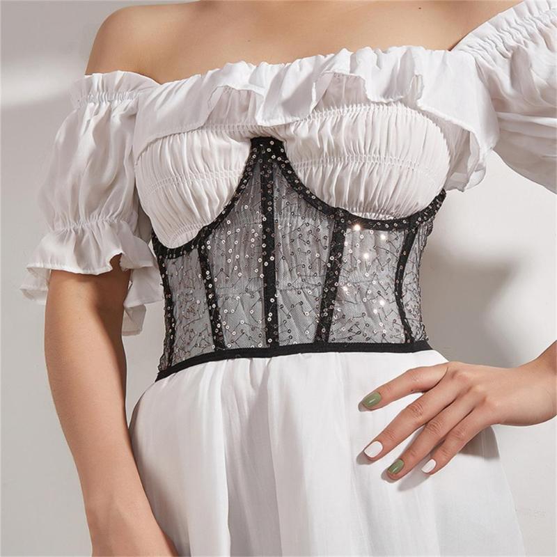 Belts Women Corset See Through Slim High-end Durable Perspective Mesh Wire Shiny Sequin Lace Up Lady Bustier Club Party, Black
Belts Women Corset See Through Slim High-end Durable Perspective Mesh Wire Shiny Sequin Lace Up Lady Bustier Club Party, Black